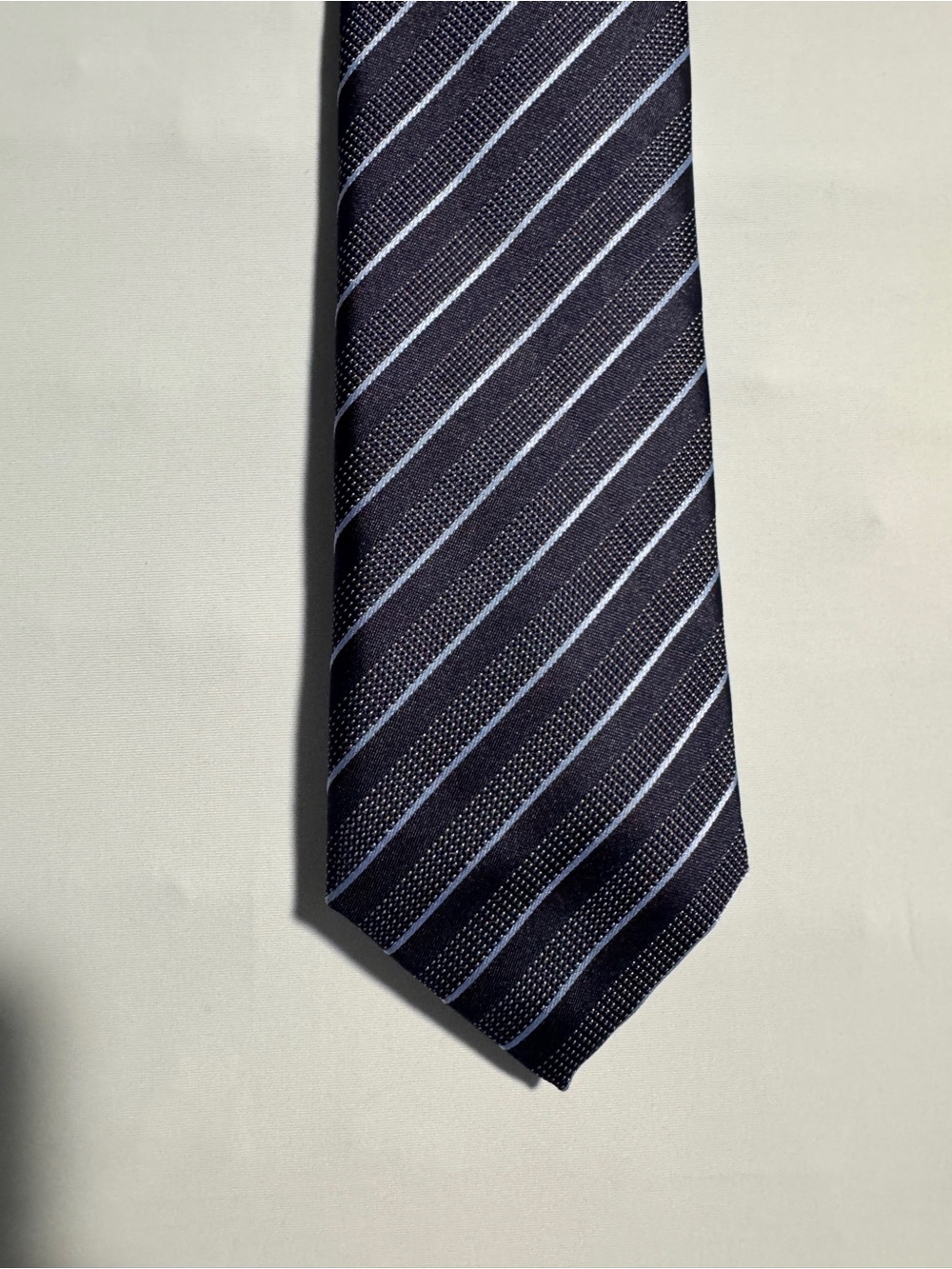 Alfani Navy Blue Vintage Striped Tie Classic Width NWT Dark and Light Blue - Picture 5 of 7